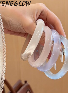 专柜品质猫眼石冰透白色白月光冰种琉璃手镯女冰冰蓝国风新中式