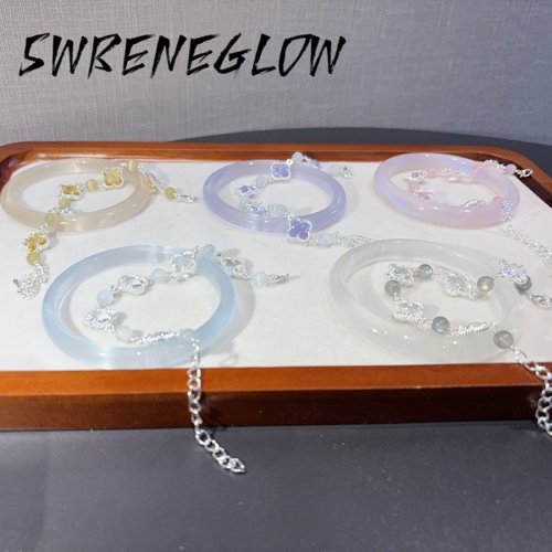 原创设计四叶草猫眼石水晶手链