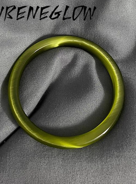 专柜品质新中式猫眼石橄榄绿手镯女复古小众高级感气质手饰送礼物