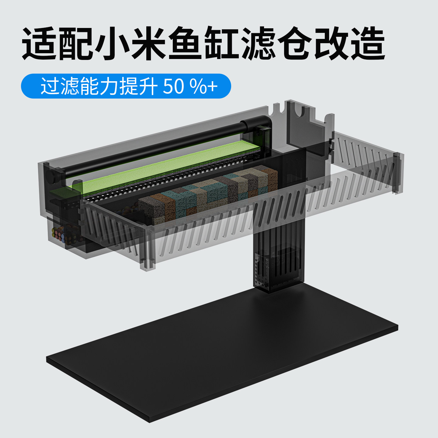 适配小米鱼缸过滤改装配件滤材升级双水泵模块增高架加热棒出水口