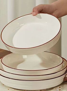 2025新款盘子家用菜盘欧式深盘菜碟简约高颜值餐具加厚陶瓷餐盘