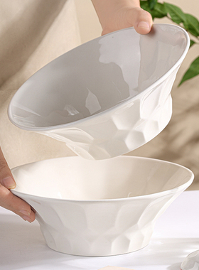 面碗家用2025新款纯白8英寸大汤碗拉面碗泡面碗简约高级感陶瓷碗