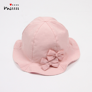女童帽子春秋薄款纯棉蝴蝶结可爱时尚小孩儿童女宝宝渔夫瓜皮帽子