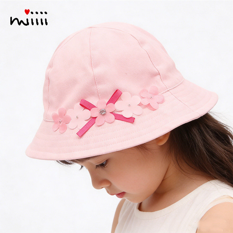 春夏季女宝宝帽子薄款花朵盆帽纯棉休闲洋气休闲小孩儿女童渔夫帽