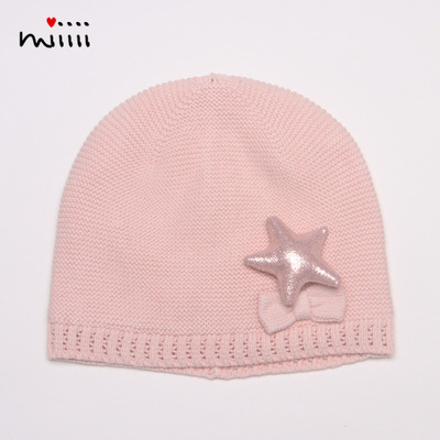 女童帽子毛线薄春秋立体花朵