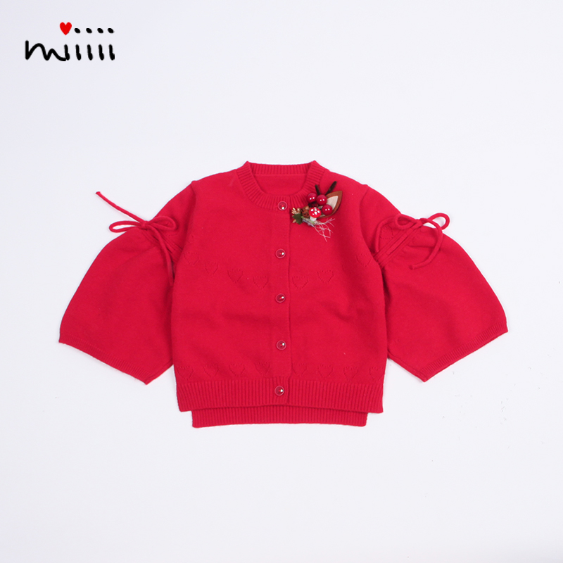 女童针织开衫圣诞款宝宝洋气毛衣