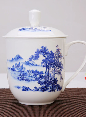 正品大号茶杯带盖水杯子景德镇陶瓷茶杯超大容量850ML茶杯釉中彩