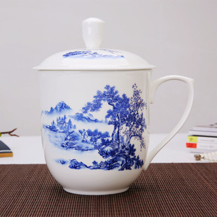 正品 大号茶杯带盖水杯子景德镇陶瓷茶杯超大容量850ML茶杯釉中彩