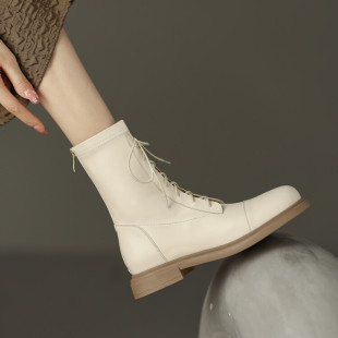 2026新款 真皮马丁靴女英伦风百搭中筒瘦瘦靴机车短靴子女春秋