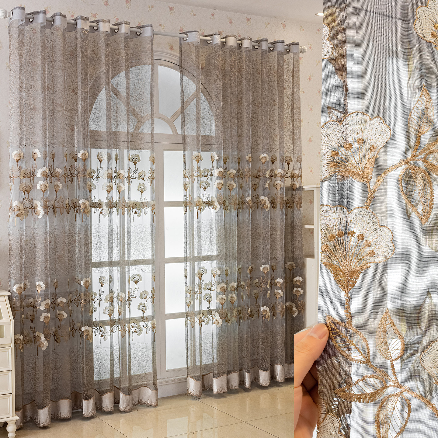 欧式高档大气复古高端刺绣绣花窗纱客厅卧室遮阳透光阳台防晒新款