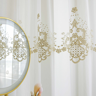 防晒透光绣花窗纱欧式奢华大气