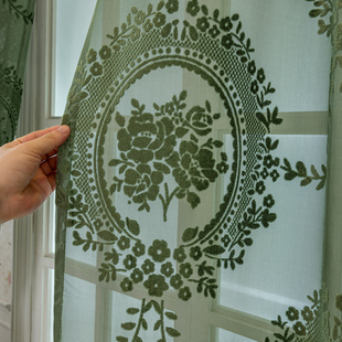 法式梦幻浮雕绣花窗纱客厅卧室防晒遮阳窗帘透光纱帘阳台遮光美式