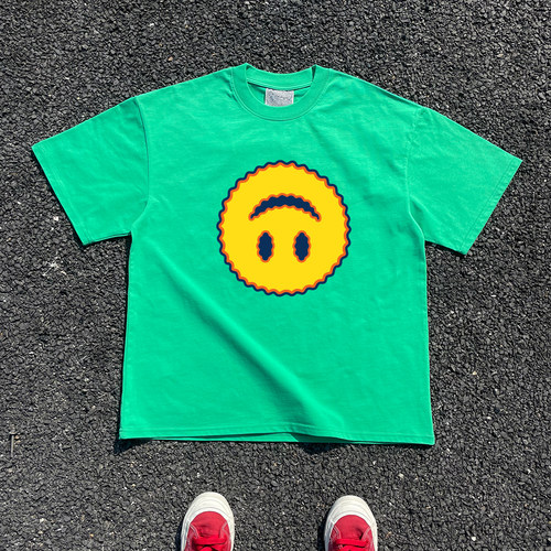 王有病工作室 重磅260G！好穿不透 倒立笑脸多巴胺T shirt短袖T恤