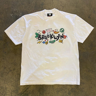 T恤 布鲁克林趣味涂鸦艺术生男女短袖 王有病工作室 轻薄高织不透