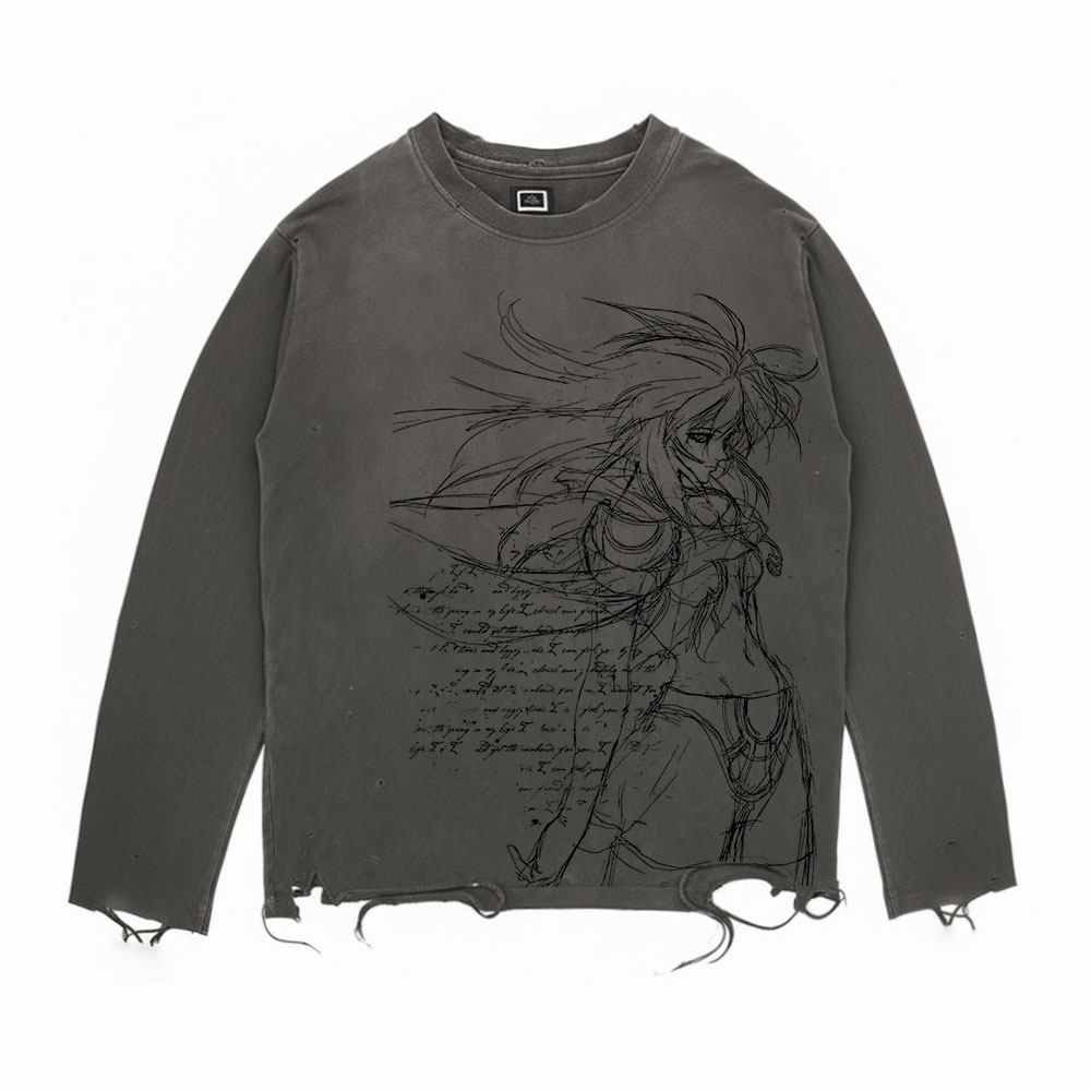 王有病工作室！亚文化美式复古二次元动漫长袖T恤破坏乞丐风上衣,服饰配件/皮带/帽子/围巾,袖扣,淘宝优惠券,粉丝福利购,淘宝优惠卷