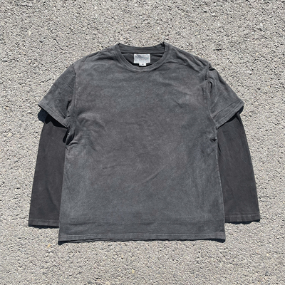 王有病工作室 只做心头好物！180G脏脏长袖短袖真两件水洗上衣