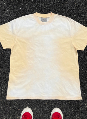 王有病工作室 10年老店！吊染渐变纯色T shirt短袖T恤宽松情侣装