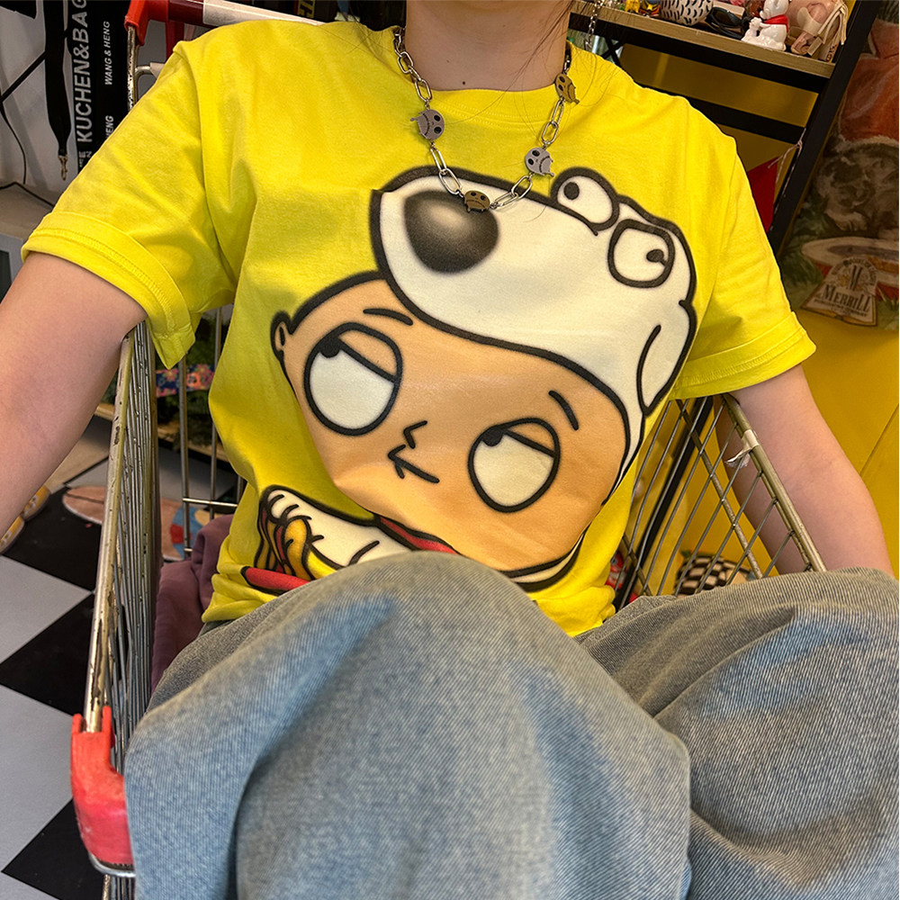 王有病工作室 260G重磅！恶搞之家美式动漫复古怀旧男女短袖T恤图片