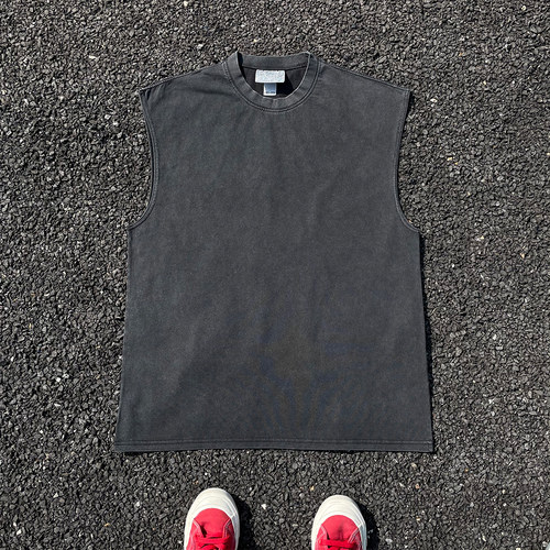 王有病工作室 重磅260G！夏季背心情侣高街无袖vintage基础穿搭