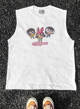 王有病工作室 重磅260G！Powerpuff Girls美式大码无袖T恤男女款