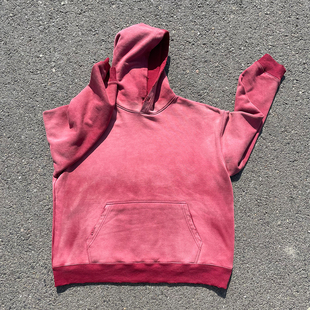 王有病工作室 450克重磅豆沙粉高级感渐变色水洗连帽衫卫衣情侣