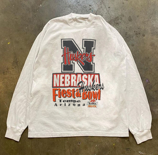 清仓款!240G 透气正肩版!内布拉斯加州法式复古情侣款长袖t恤