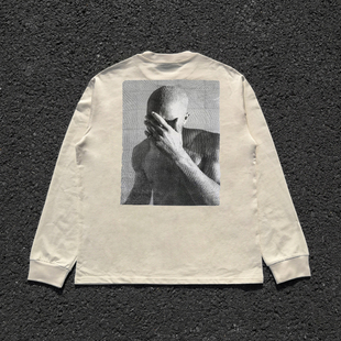 清仓款！vintage美式复古原创黑白人像不撞衫回头率超高长袖T恤