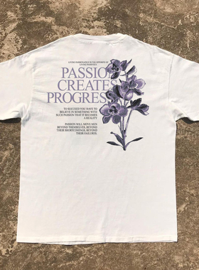 王有病工作室 220G 透气正肩版！紫色小花old school复古短袖T恤