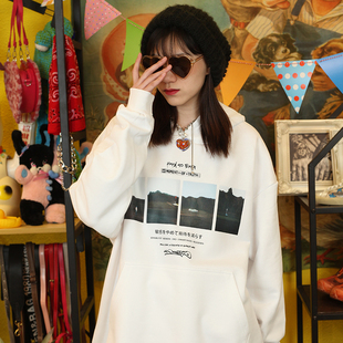 480G纯棉大毛圈 美式复古高级感孤独是人生常态油画风连帽卫衣