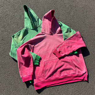 450G重磅清仓 多巴胺糖果色小众设计感做旧水洗高级感情侣卫衣