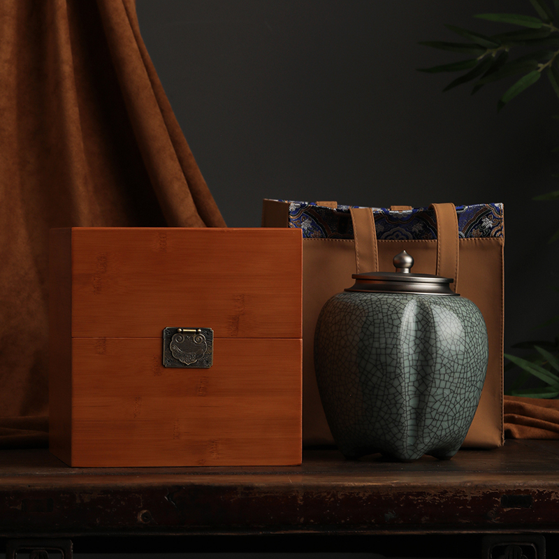 高档竹盒茶叶包装盒陶瓷空礼盒红茶绿茶白茶散茶通用礼盒空盒