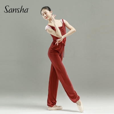 sansha 法国三沙芭蕾舞保暖连体裤女 秋冬舞蹈练功裤吊带背心长裤