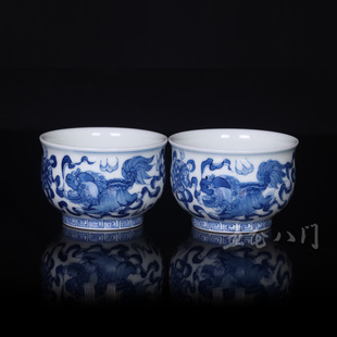 早期立明堂青花瓷茶具 立明堂青花少师太师大铃铛杯 早期立明堂订