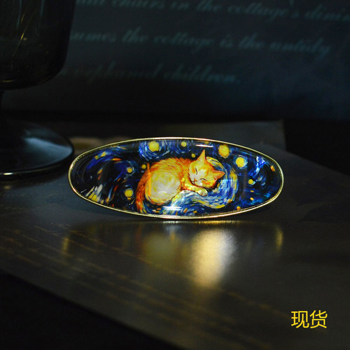 螺钿侧边夹发夹可订做图案 可爱猫咪弹簧夹马尾夹 贝壳顶夹边夹