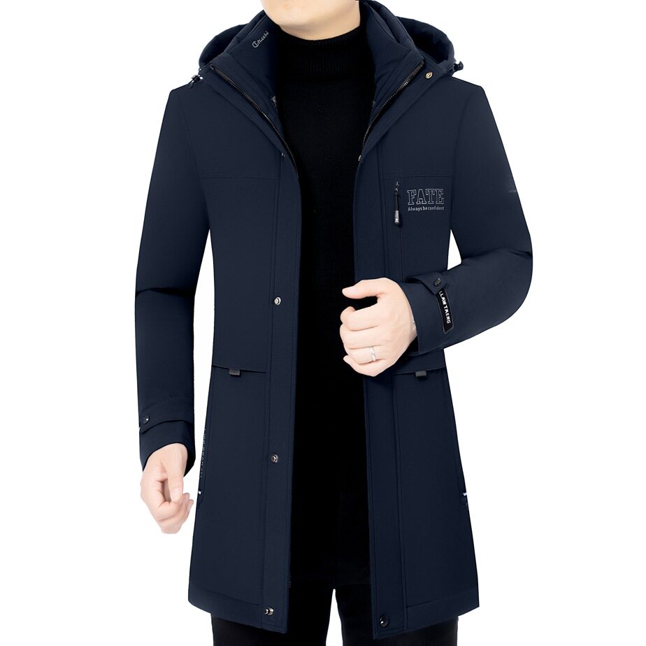 鹅绒服男中长款冬装修身