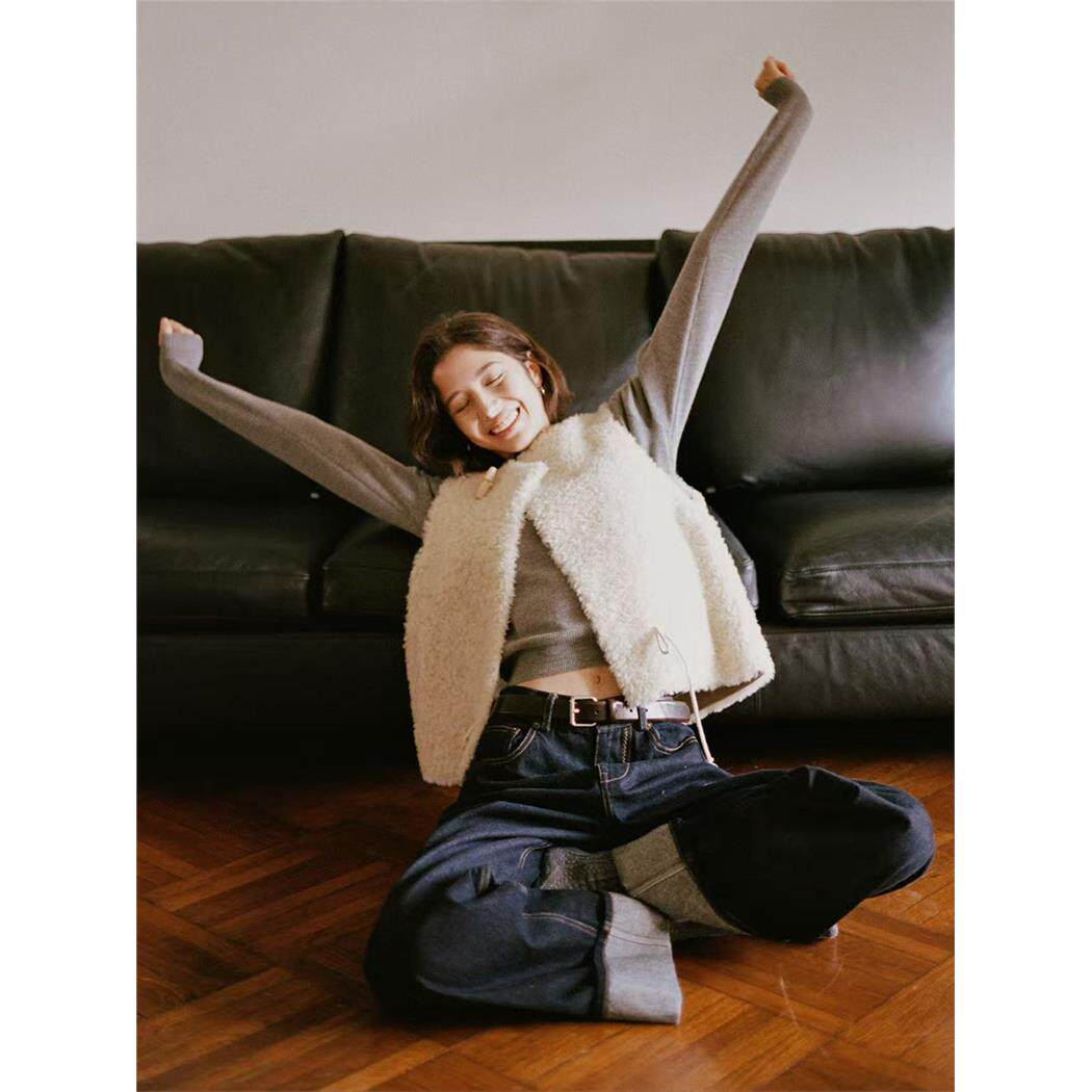 羊羔毛绒马甲背心女款秋