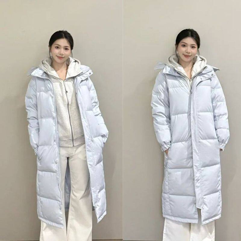 蓝色中长款服冬季女款保