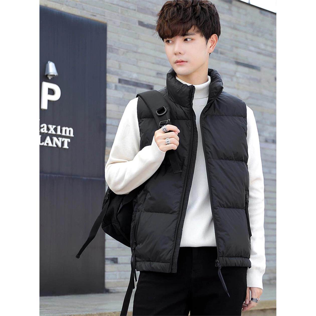 羽绒马甲男短款立领服休
