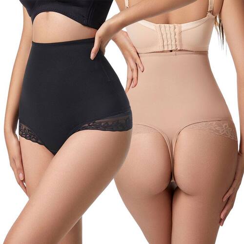 性感高腰收腹裤塑身丁字裤T-Back束腰蕾丝性感高腰内裤女