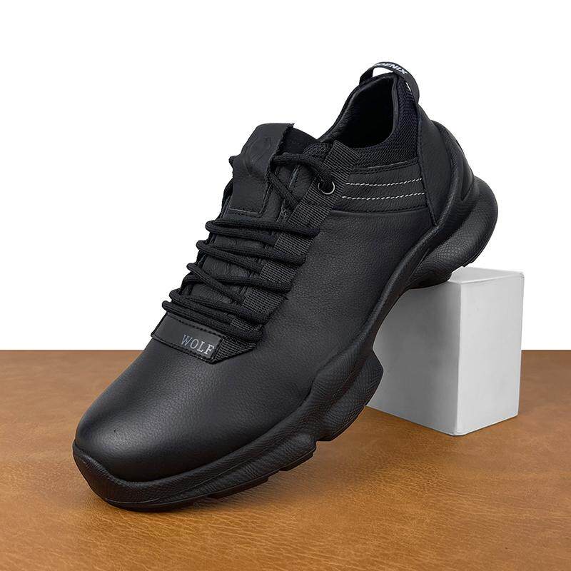 头层牛皮休闲皮鞋男鞋轻盈2025秋新款软底透气轻便健步耐磨运动鞋