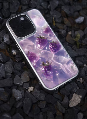 梦幻紫莓电镀玻璃黑框磨砂手机壳适用苹果iphone17promax华为华为MATE70PROPLUS小米17PROMAX华为MATE60PROPL