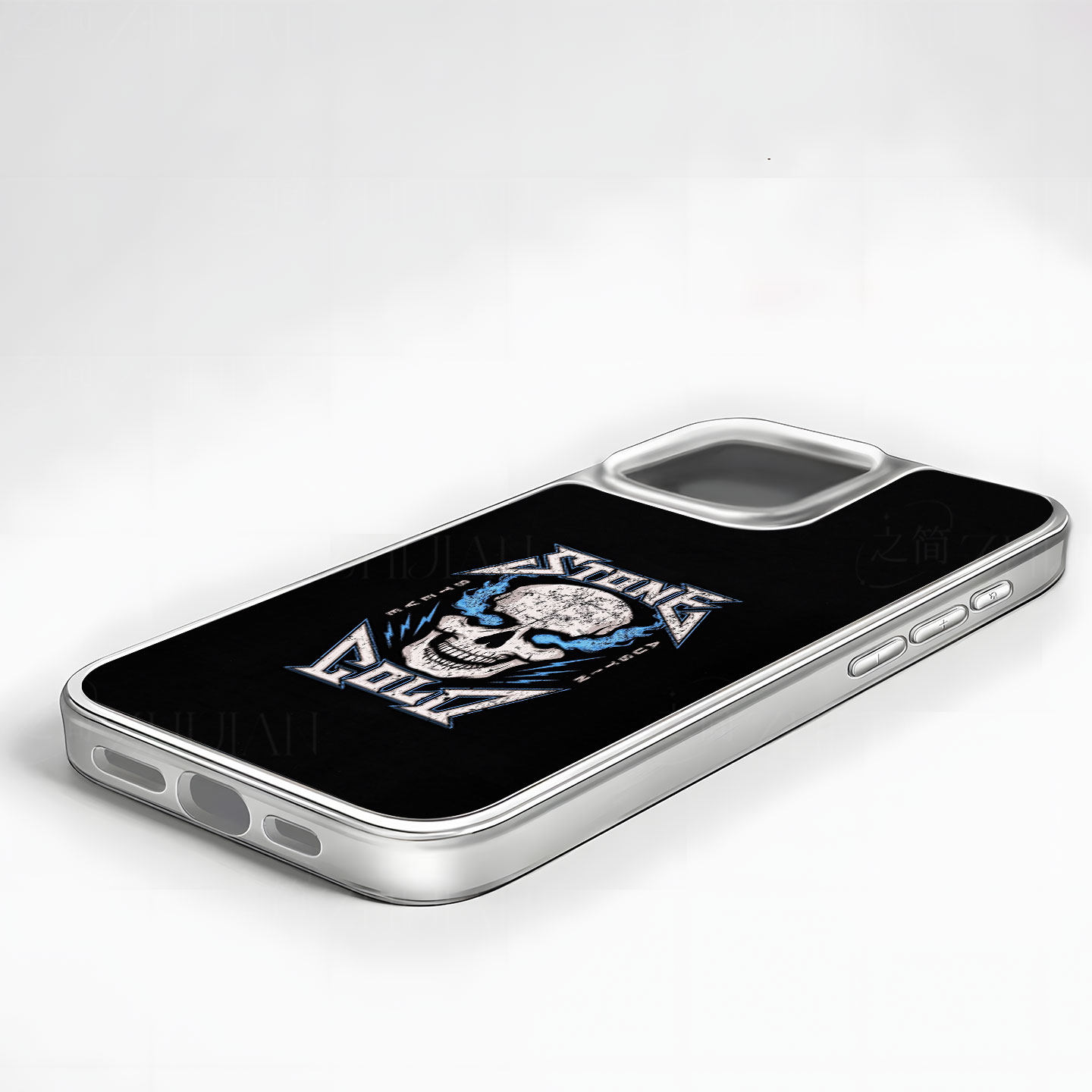 冷石骷髅印花大孔黑框玻璃磨砂磁吸碳纤纹手机壳适用苹果iphone17promax华为P70ULTRAMATE50PROMATE80PRO小米