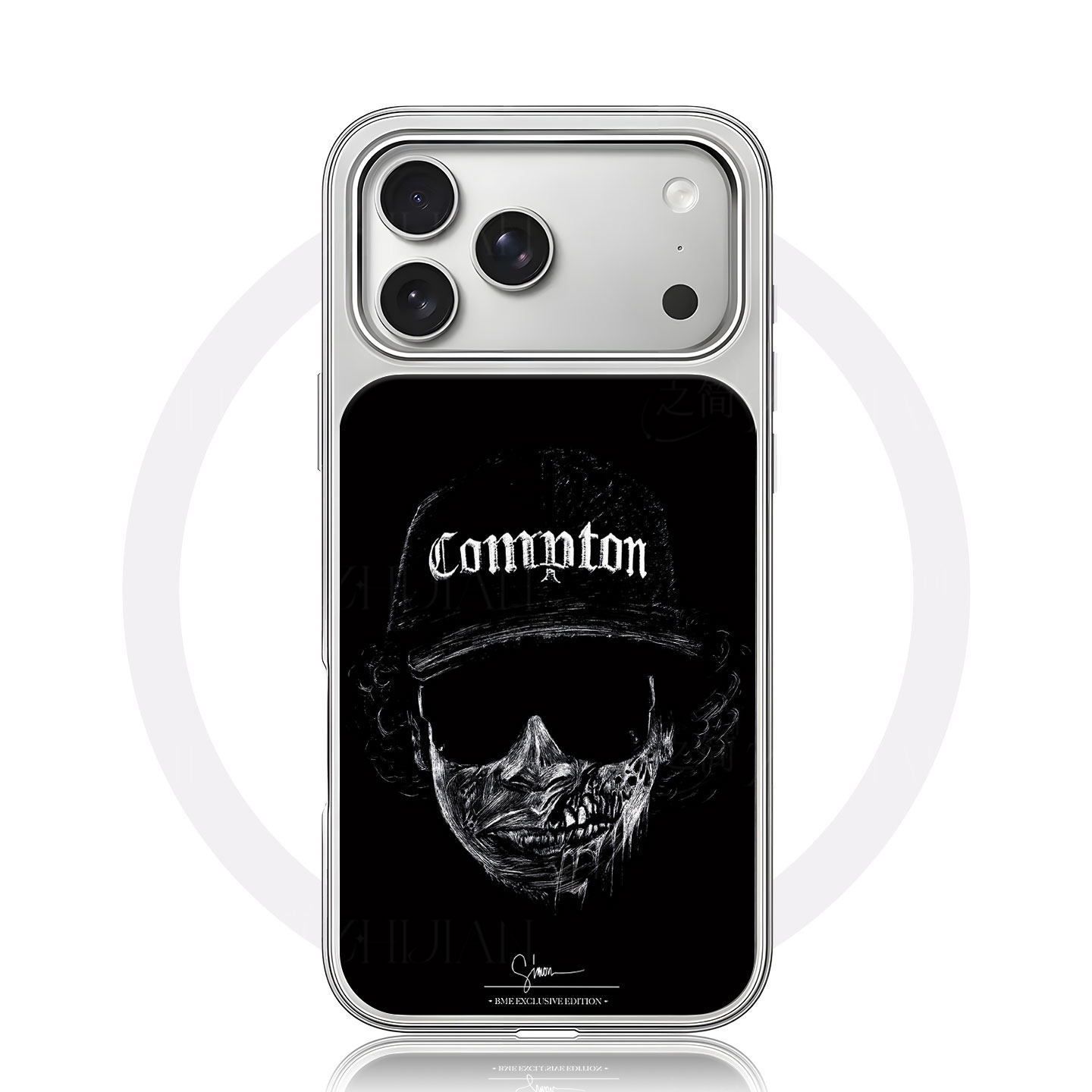 康普顿骷髅画大孔黑框玻璃磨砂磁吸碳纤纹手机壳适用苹果iphone17promax华为MATE70PRO12/13/14P70ULTRAMATE6