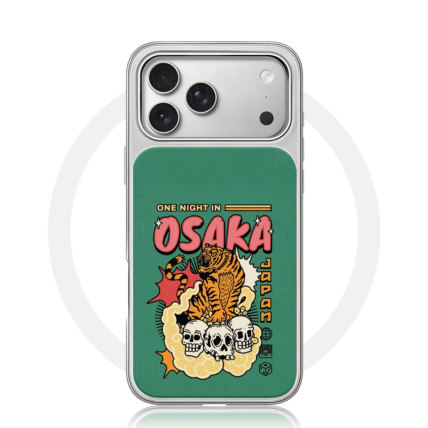 大阪虎骷髅大孔黑框玻璃磨砂磁吸碳纤纹手机壳适用苹果iphone17promax华为MATE50PRO小米17PROMAXP70PROP60PR