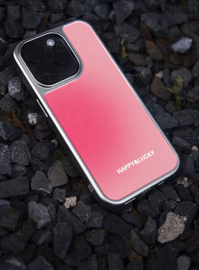 快乐幸运电镀玻璃黑框磨砂手机壳适用苹果iphone17promax华为小米15PRO华为MATE60PROPLUS荣耀300PRO小米14UL