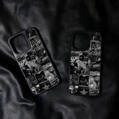 单向乐队周边大孔黑框玻璃磨砂磁吸碳纤纹手机壳适用苹果iphone17promax华为小众个性P80PRO15/16PLUS12/13/1