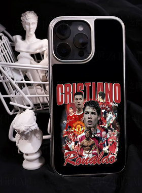 C罗曼联风采手机壳大孔电镀黑框碳纤维二合一玻璃适用苹果17promax华为小米15PROPURA70ULTRAPURA70PROPLUSP6