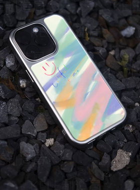 彩色时光电镀玻璃黑框磨砂手机壳适用苹果iphone17promax华为OPPORENO13华为MATE50PRO小米14ULTRA小米17PROM