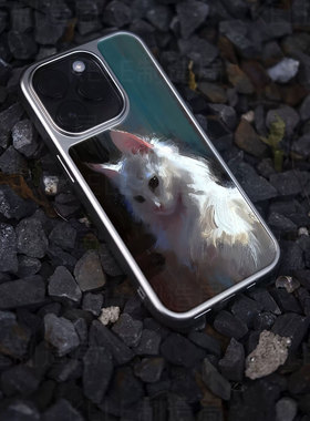 白猫油画电镀玻璃黑框磨砂手机壳适用苹果iphone17promax华为VIVOIQOO12PROVIVOX200PROMINI华为PURA80ULTRA