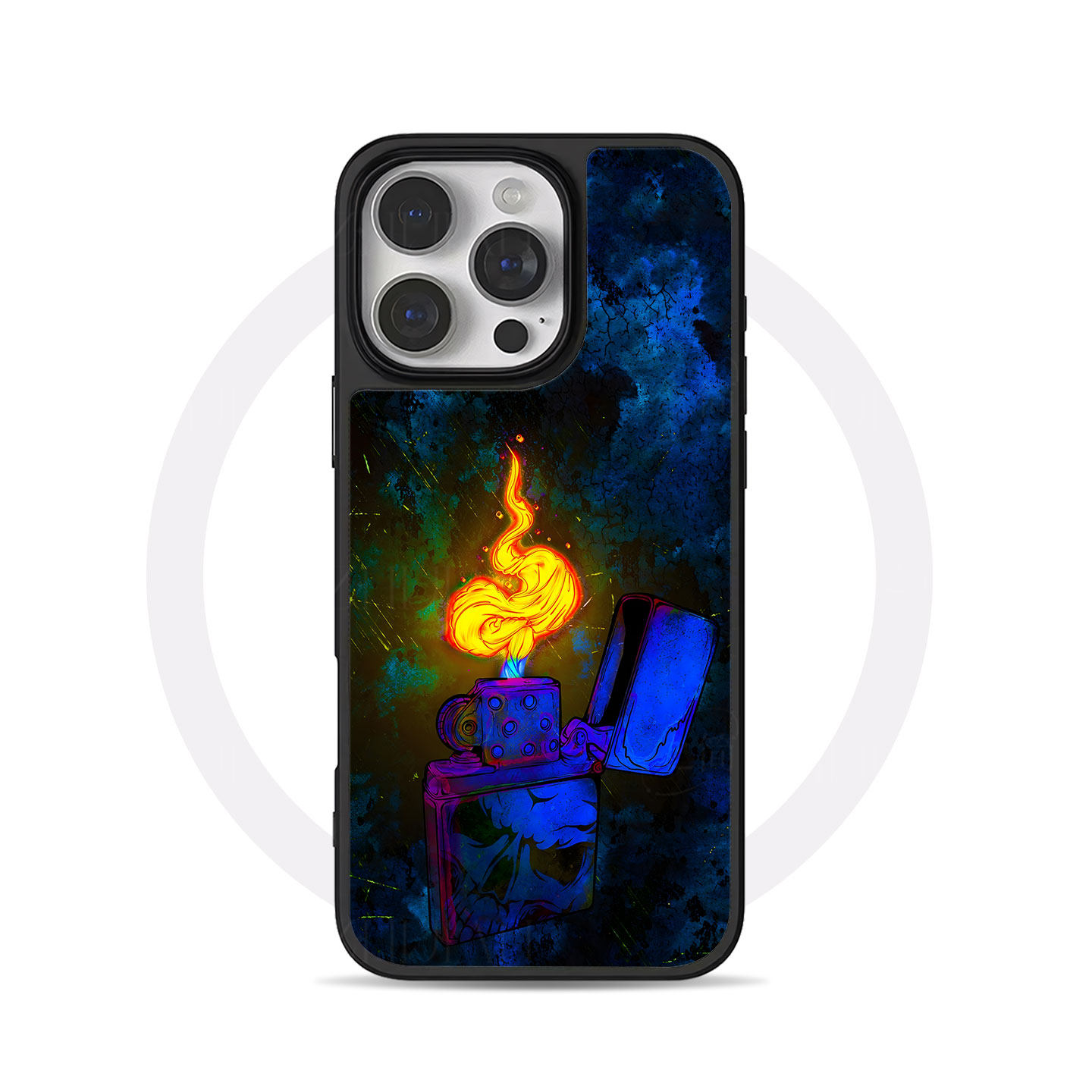 Zippo骷髅火焰大孔黑框玻璃磨砂磁吸碳纤纹手机壳适用苹果iphone17promax华为全包按键P60PROP80PRO小米17PRO